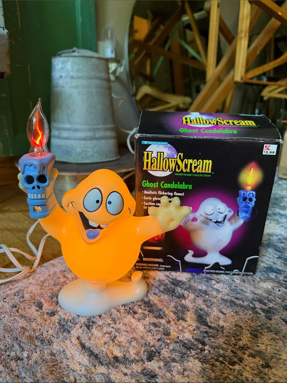 Vintage 1997 Trendmasters HallowScream Ghost Candlelabra Halloween Decoration